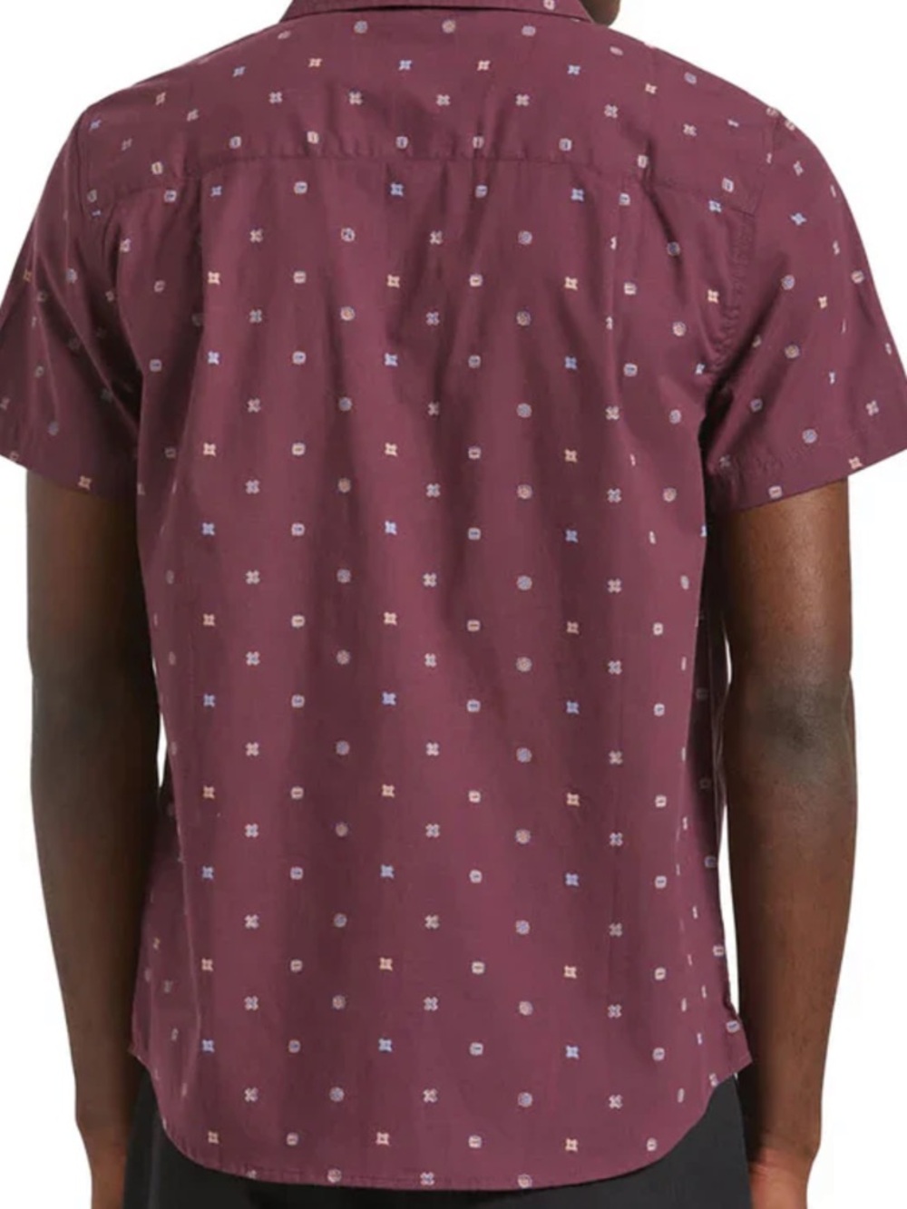 Brixton Maroon Short-Sleeve Button-Down Shirt with Micro Motif - Picture 2 of 6